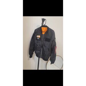 Alpha Industries MA-1 Bomber Jacket  Men Black Fly USA Military Large Pristine